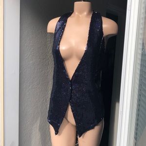 Golde New York sequin navy top vest NWT S
